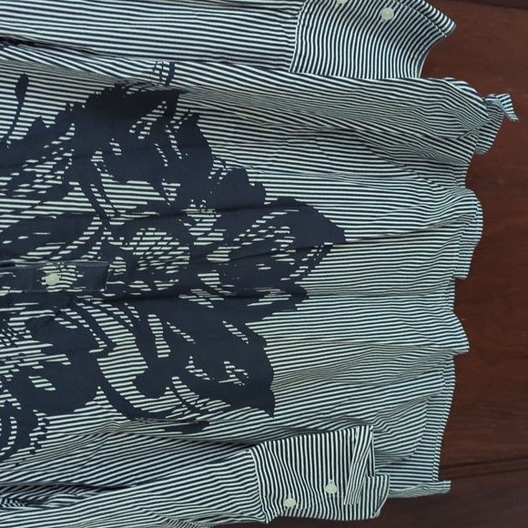 Chico's Cotton Stripe Floral No Iron Long Sleeve Button Front Shirt Size 12/14 - Picture 7 of 10